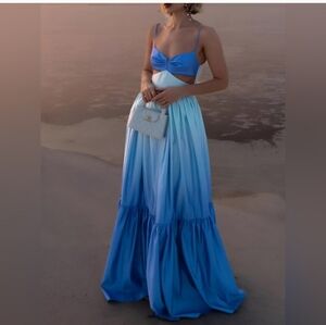 Elegant Blue Ombre Maxi Skirt